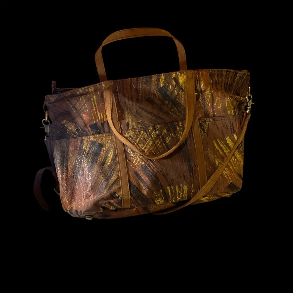Brown and Black Abstract Tote Bag - Picture 2 of 6